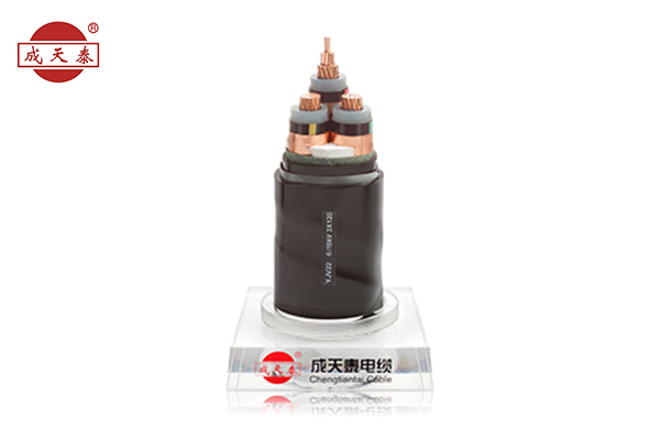 銅芯，交聯(lián)聚乙烯絕緣，鋼帶鎧裝聚乙烯護套電力電纜 YJV22 6/10kV 3芯